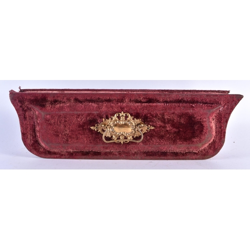 406 - A LOVELY LATE VICTORIAN/EDWARDIAN COUNTRY HOUSE VELVET BOX with period gloves and stretchers. Larges... 