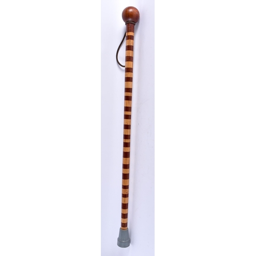 409 - A MIXED WOOD CONTINENTAL WALKING CANE together with an Antique silver collared dog head cane. 90 cm ... 