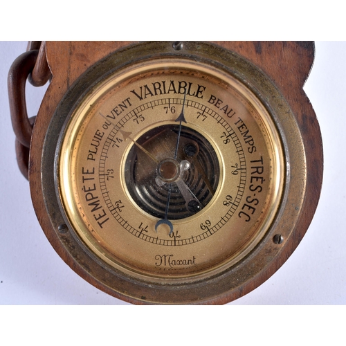 413 - A RARE LATE VICTORIAN/EDWARDIAN TREEN PADLOCK HANGING BAROMETER. Padlock 16 cm x 8 cm.