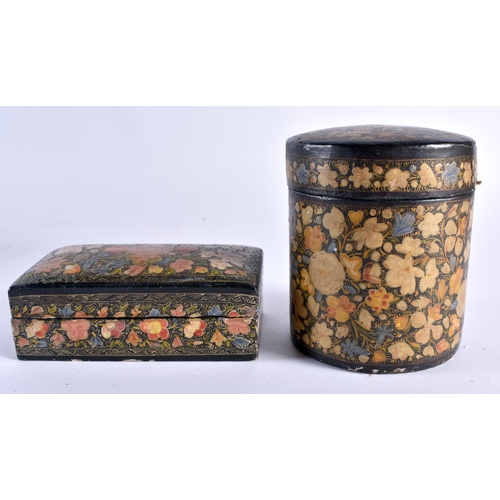 416 - AN UNUSUAL LARGE LATE 19TH CENTURY KASHMIR LACQUER COUNTRY HOUSE DESK SET overlaid with extensive fo... 