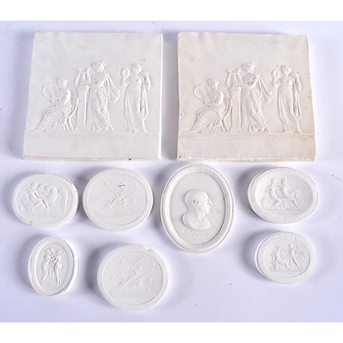 439 - A COLLECTION OF COUNTRY HOUSE CAMEO PLASTER PLAQUES. Largest 10.5 cm square. (qty)