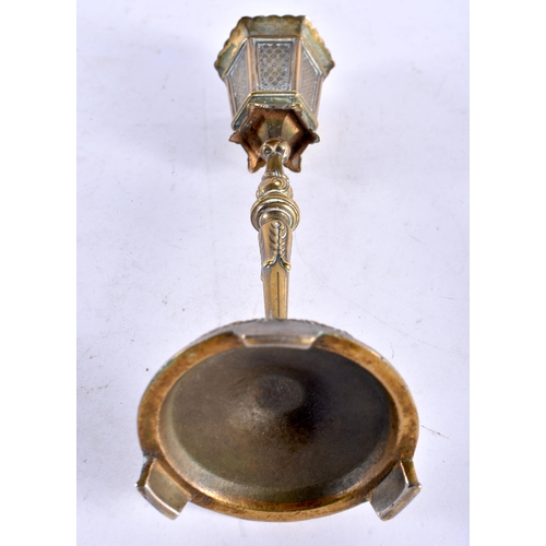 446 - A RARE ANTIQUE NOVELTY BRONZE TABLE LIGHTER formed as a Victorian lamp post. 23 cm high.