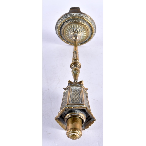 446 - A RARE ANTIQUE NOVELTY BRONZE TABLE LIGHTER formed as a Victorian lamp post. 23 cm high.