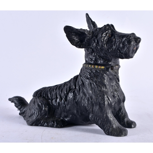 448 - A RARE EARLY 20TH CENTURY NOVELTY COLD PAINTED SCOTTIE DOG COMBINATION TABLE LIGHTER the head openin... 