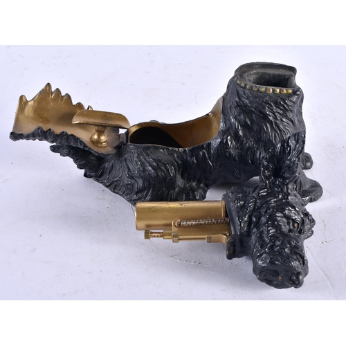 448 - A RARE EARLY 20TH CENTURY NOVELTY COLD PAINTED SCOTTIE DOG COMBINATION TABLE LIGHTER the head openin... 