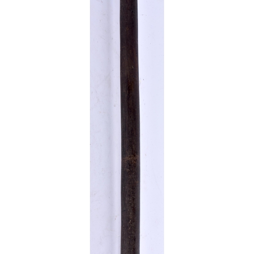 456 - AN AFRICAN TRIBAL CARVED WOOD WALKING CANE formed with a nude female. 96 cm long.