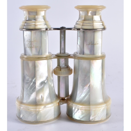 492 - A FINE LARGE PAIR OF FULL MOTHER OF PEARL NEGRETTI & ZAMBRA OPERA GLASSES of exceptional quality. 14... 