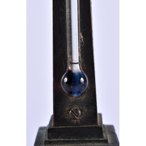 504 - A 19TH CENTURY FRENCH GRAND TOUR BRONZE OBELISK THERMOMETER. 22 cm high.