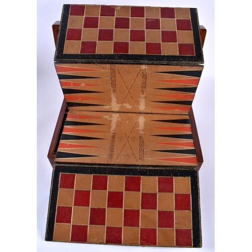 509 - AN ANTIQUE GAMING COMPENDIUM within original mahogany box. 38 cm x 24 cm.