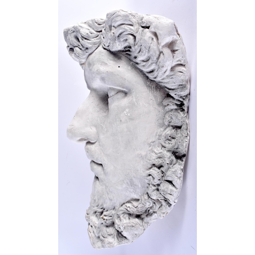 535 - A LARGE PLASTER BUST OF A BEARDED MALE After the Antiquity. 36 cm x 24 cm.