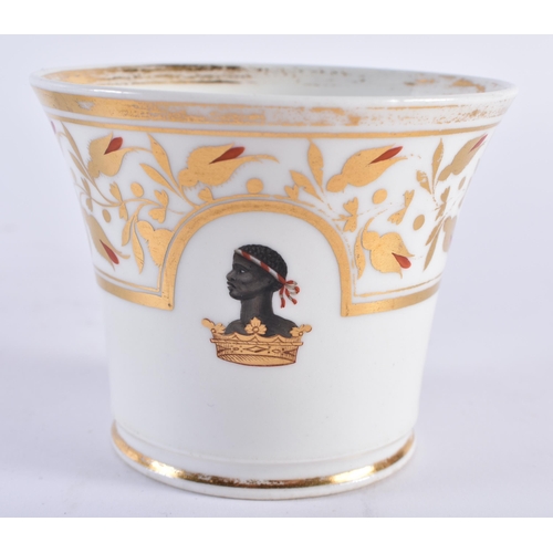 55 - A LATE 18TH CENTURY CHAMBERLAINS WORCESTER ARMORIAL CUP AND SAUCER painted with gilt motifs and foli... 