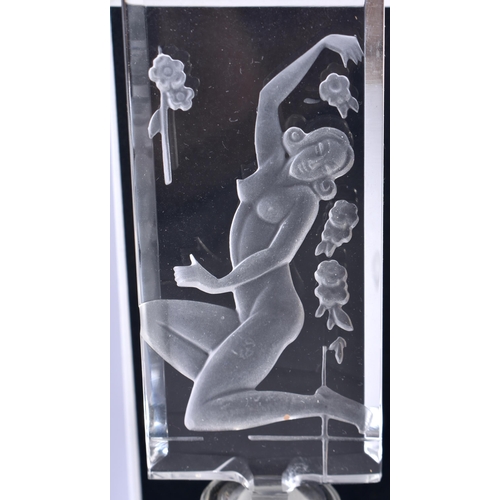 558 - AN ART DECO CZECH GLASS SCENT BOTTLE. 18 cm x 7 cm.