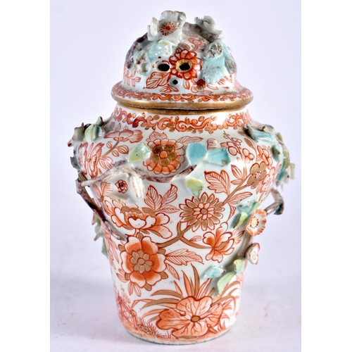 559 - A LATE 18TH/19TH CENTURY ENGLISH PORCELAIN ENCRUSTED POT POURRI AND COVER together with a C1800 Engl... 