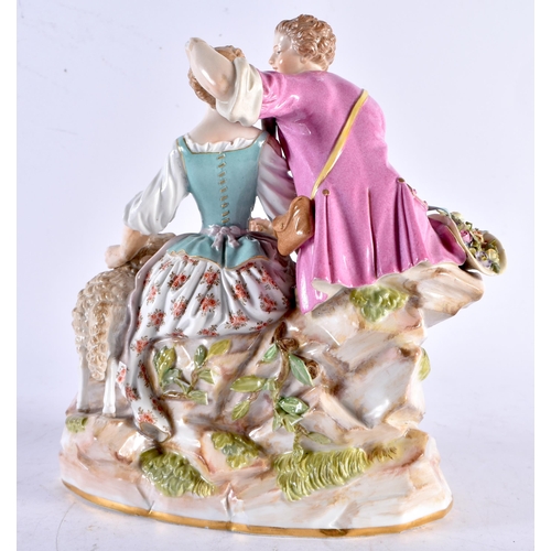 562 - A LARGE 19TH CENTURY MEISSEN PORCELAIN FIGURAL GROUP depicting a male and female beside a sheep. 21 ... 