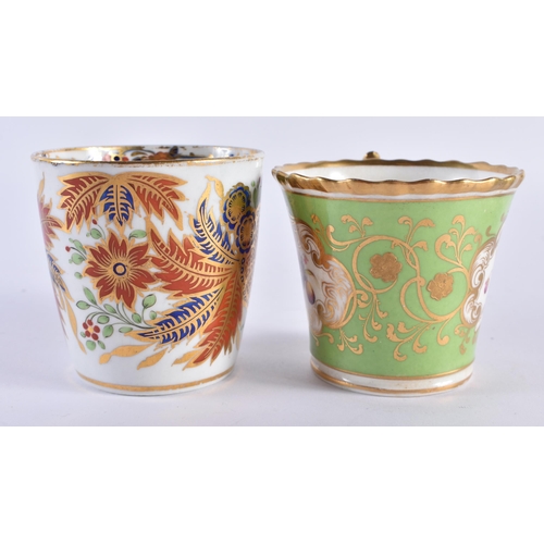 57 - TWO EARLY 19TH CENTURY CHAMBERLAINS WORCESTER CUPS AND SAUCERS one painted with imari foliage, the o... 