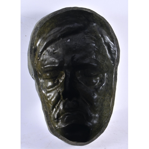 575 - A BRONZE HITLER DEATH MASK. 24 cm x 15 cm.