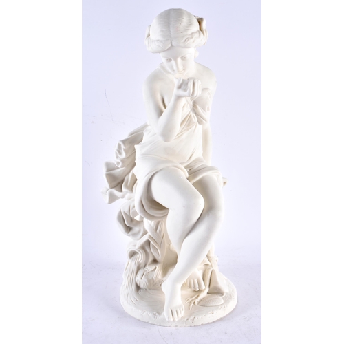 581 - A LARGE 19TH CENTURY ENGLISH BISQUE PORCELAIN PARIAN WARE FEMALE. 35 cm x 13 cm.