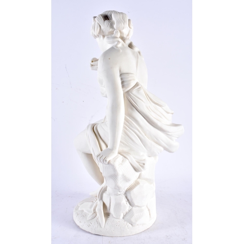 581 - A LARGE 19TH CENTURY ENGLISH BISQUE PORCELAIN PARIAN WARE FEMALE. 35 cm x 13 cm.