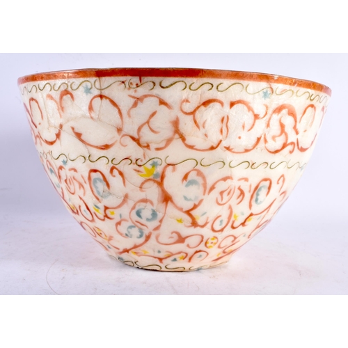 589 - A LARGE MIDDLE EASTERN PAINTED SHELL BOWL. 25 cm x 15 cm.