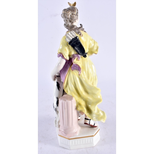 592 - A LARGE ANTIQUE DERBY PORCELAIN FIGURE OF DIANA modelled with a hound. 25 cm high.