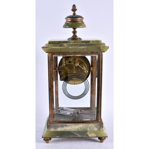 595 - A LARGE LATE 19TH CENTURY FRENCH ONYX AND CHAMPLEVE ENAMEL MANTEL CLOCK bearing unusual Shanghai ret... 