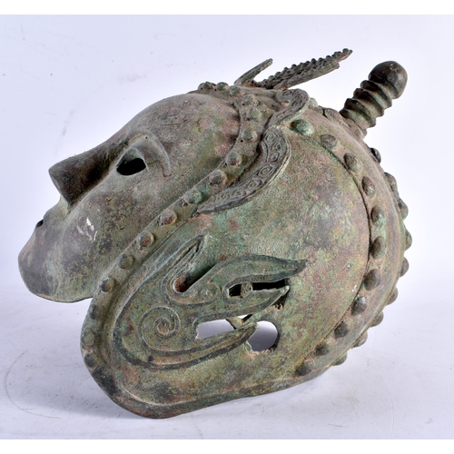 597 - AN UNUSUAL CONTINENTAL BRONZE MASK possibly SOUTHEAST Asian. 27 cm x 18 cm.