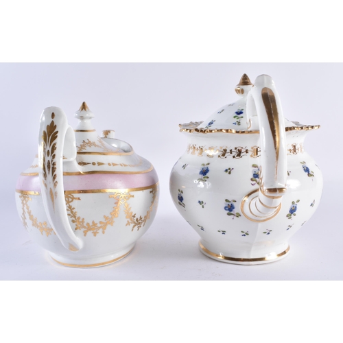 60 - TWO LATE 18TH/19TH CENTURY CHAMBERLAINS WORCESTER TEAPOTS AND COVERS one painted with cornflowers, t... 