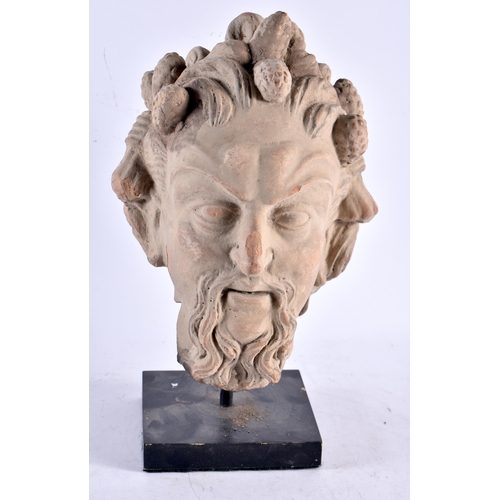 604 - A SOUTHERN EUROPEAN CARVED STONE HEAD OF A BEARDED MALE possibly Early Roman or Greek. Head 28 cm x ... 