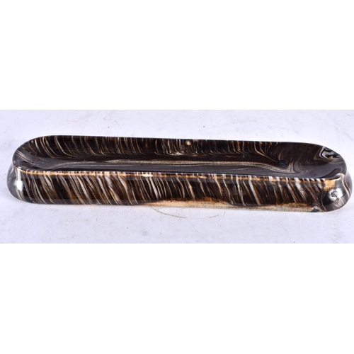 613 - A RARE 19TH CENTURY SCOTTISH IMITATION AGATE POTTERY PEN TRAY. 22 cm long.