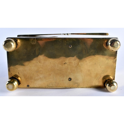 623 - AN UNUSUAL ANTIQUE BRASS COUNTER DISPLAY TOBACCO DISPENSER bearing inscription to the top. 24 cm x 1... 