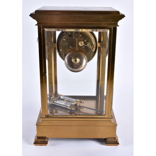 635 - A LARGE LATE 19TH CENTURY FRENCH BRONZE REGULATOR MANTEL CLOCK. 32 cm x 15 cm.