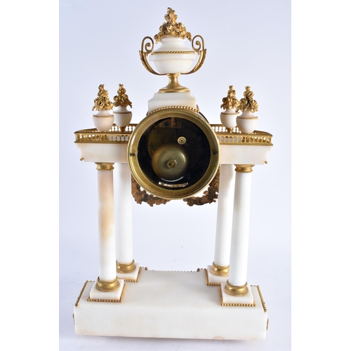 636 - A LARGE 19TH CENTURY FRENCH ORMOLU AND WHITE MARBLE MANTEL CLOCK. 46 cm x 18 cm.