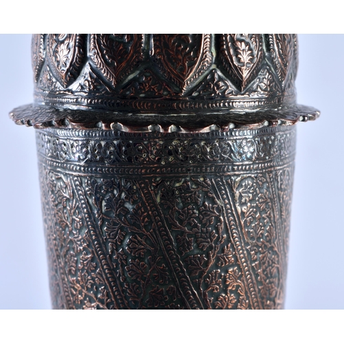 645 - A VERY LARGE 19TH CENTURY MIDDLE EASTERN ISLAMIC BRONZE COPPER ALLOY VASE AND COVER decorated with f... 