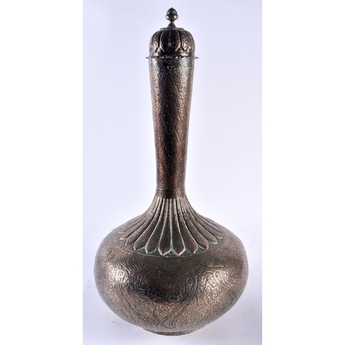 645 - A VERY LARGE 19TH CENTURY MIDDLE EASTERN ISLAMIC BRONZE COPPER ALLOY VASE AND COVER decorated with f... 