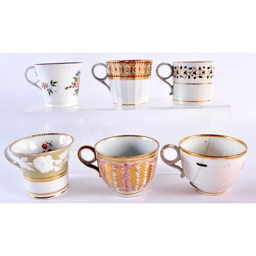 66 - SIX LATE 18TH/19TH CENTURY WORCESTER PORCELAIN CUPS in various forms and sizes. (7)