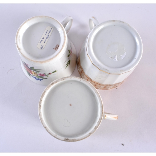 66 - SIX LATE 18TH/19TH CENTURY WORCESTER PORCELAIN CUPS in various forms and sizes. (7)