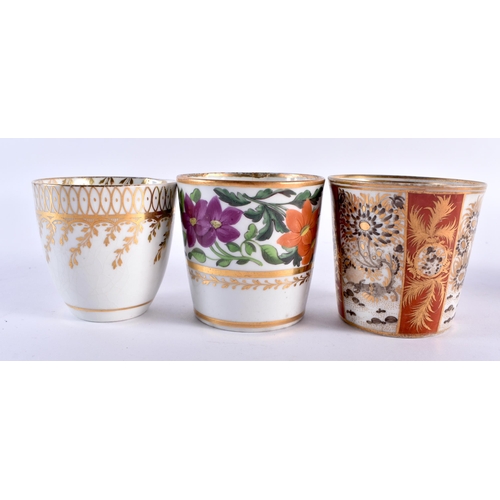 67 - SIX 18TH/19TH CENTURY CHAMBERLAINS WORCESTER CUPS in various forms and designs. (6)