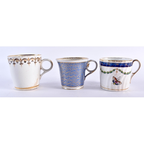 67 - SIX 18TH/19TH CENTURY CHAMBERLAINS WORCESTER CUPS in various forms and designs. (6)