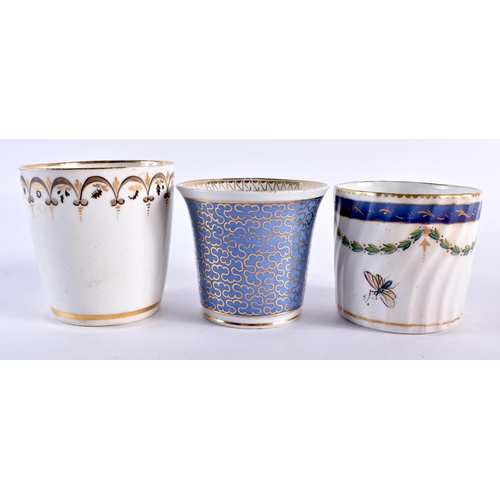 67 - SIX 18TH/19TH CENTURY CHAMBERLAINS WORCESTER CUPS in various forms and designs. (6)