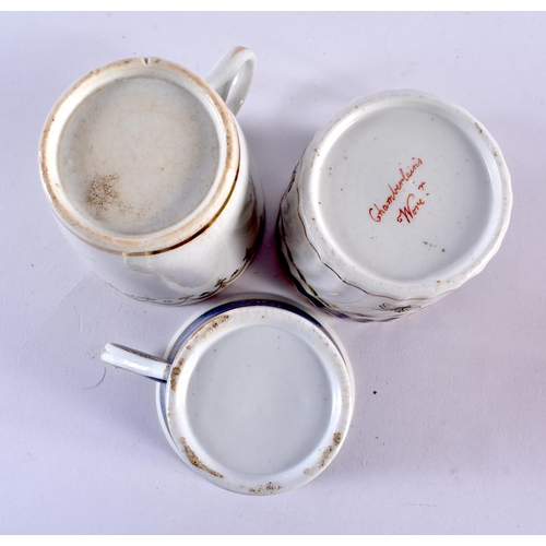 67 - SIX 18TH/19TH CENTURY CHAMBERLAINS WORCESTER CUPS in various forms and designs. (6)