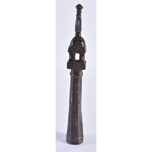 676 - AN 18TH CENTURY MIDDLE EASTERN ISLAMIC IRON TURKISH SCULPTURE formed as a column. 18 cm high.