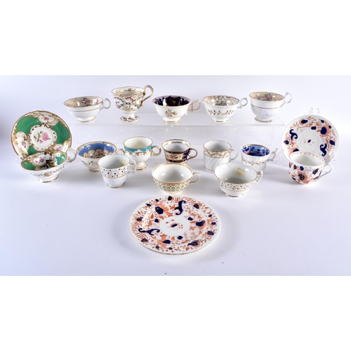 68 - ASSORTED 19TH CENTURY ENGLISH AND CONTINENTAL PORCELAIN CUPS in various forms and designs. (qty)