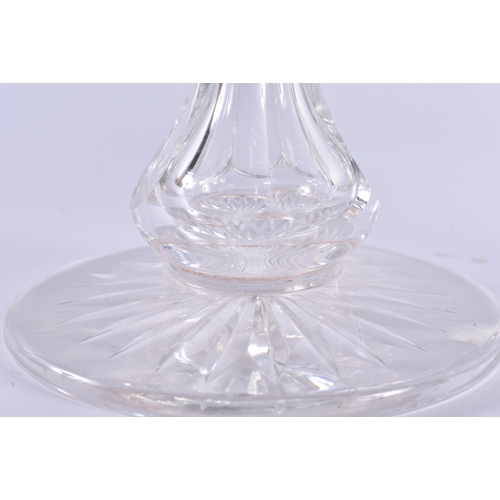 703 - A PAIR OF ANTIQUE CUT GLASS PEDESTAL COMPORTS. 19 cm x 14 cm.