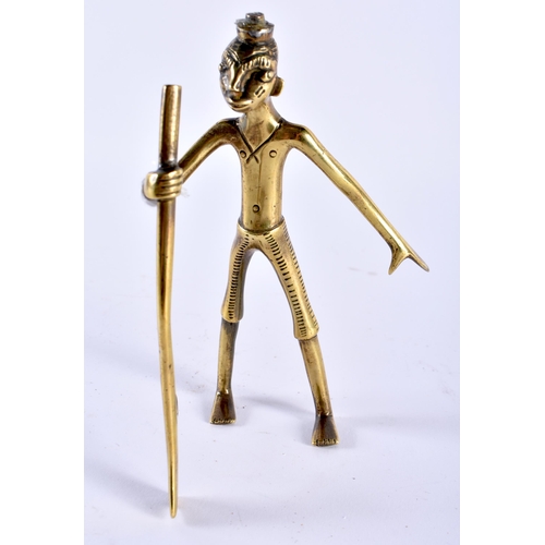 706 - AN AUSTRIAN BRONZE FIGURE OF A STYLISED HUNTER possibly Hagenauer, together with an African conch sh... 