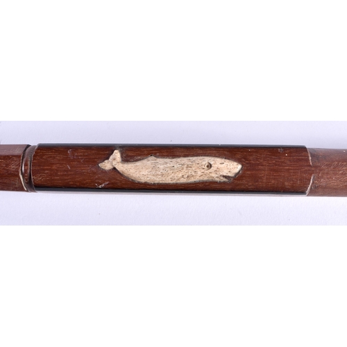 708 - AN ANTIQUE WHALEBONE MARITIME WALKING CANE. 80 cm long.