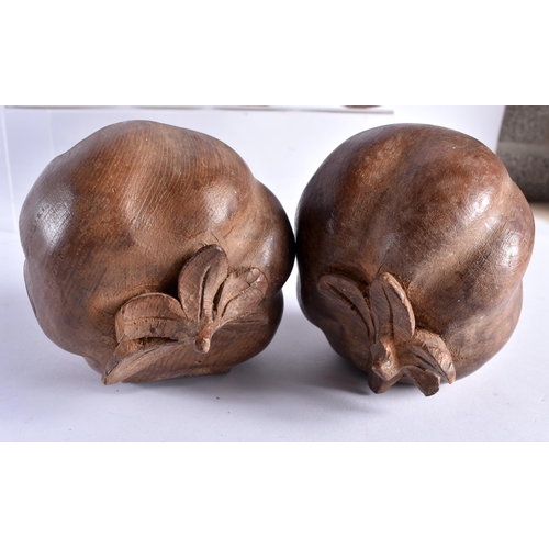 730 - SIX CONTINENTAL CARVED WOOD FRUITS. Largest 12 cm x 8 cm. (6)