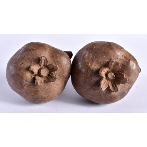 730 - SIX CONTINENTAL CARVED WOOD FRUITS. Largest 12 cm x 8 cm. (6)