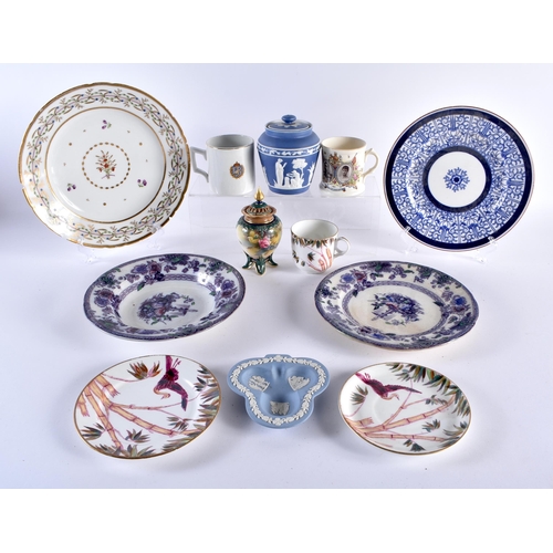 74 - ASSORTED ENGLISH AND CONTINENTAL PORCELAIN including wedgwood jasperware, a royal lily style Worcest... 