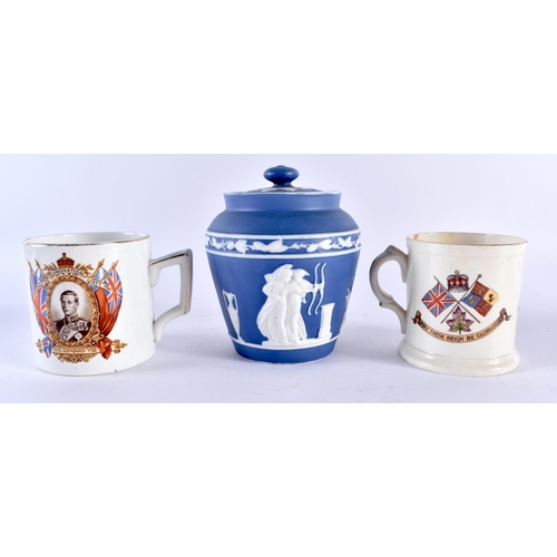 74 - ASSORTED ENGLISH AND CONTINENTAL PORCELAIN including wedgwood jasperware, a royal lily style Worcest... 