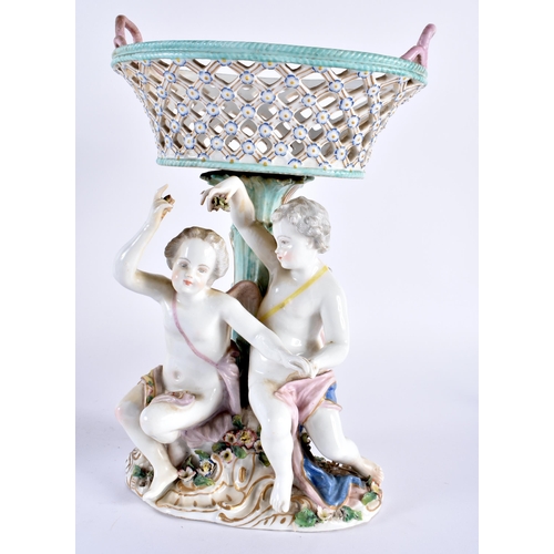 750 - AN ANTIQUE GERMAN MEISSEN PORCELAIN FIGURAL GROUP together with a Sitzendorf figural group. Largest ... 